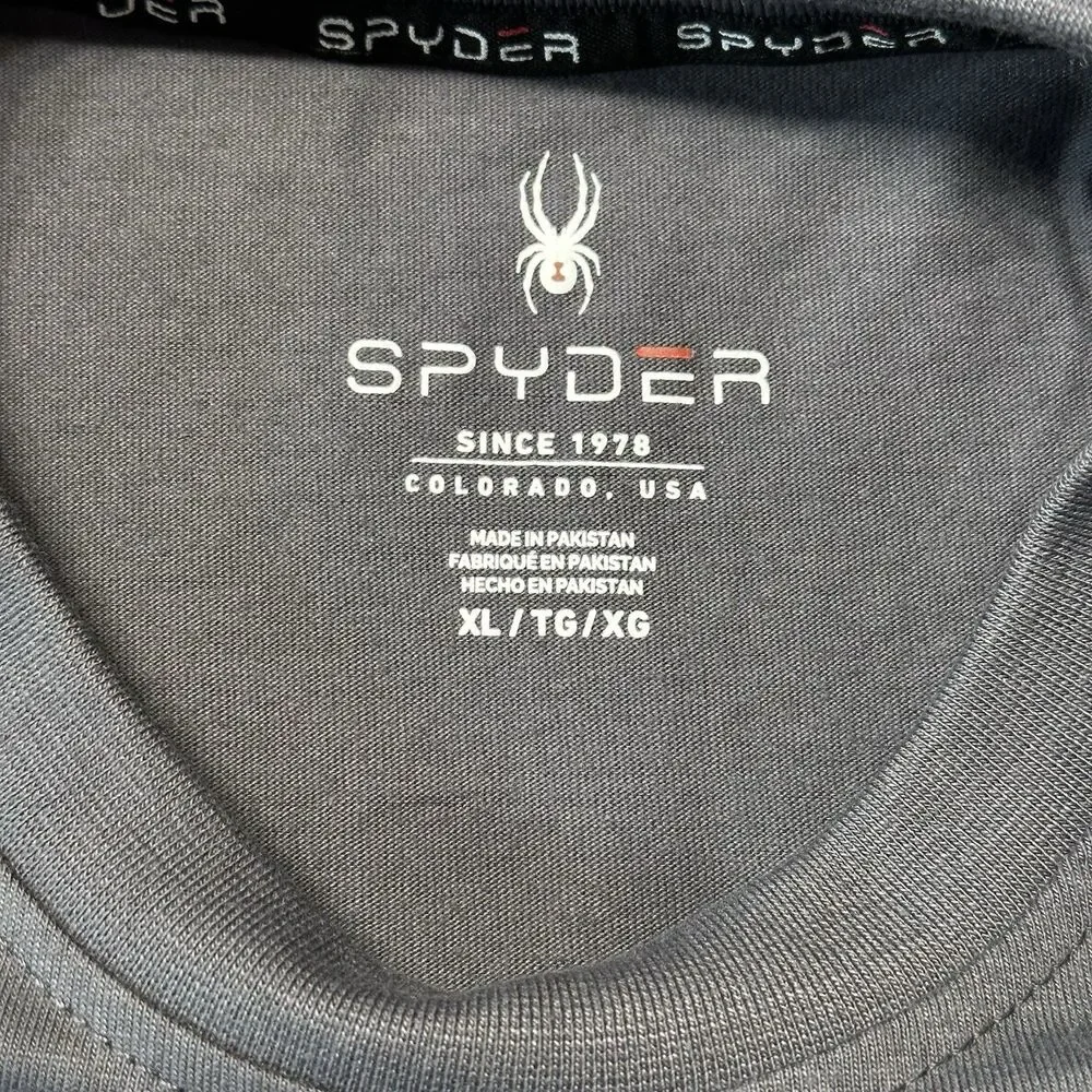 Spyder Mens XL Regular Fit Graphic T Shirt Gray Mountain Ski Rainbow Logo NWT